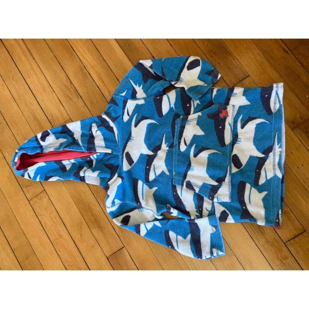Mini Boden terry cloth‎ shark hooded swim cover up